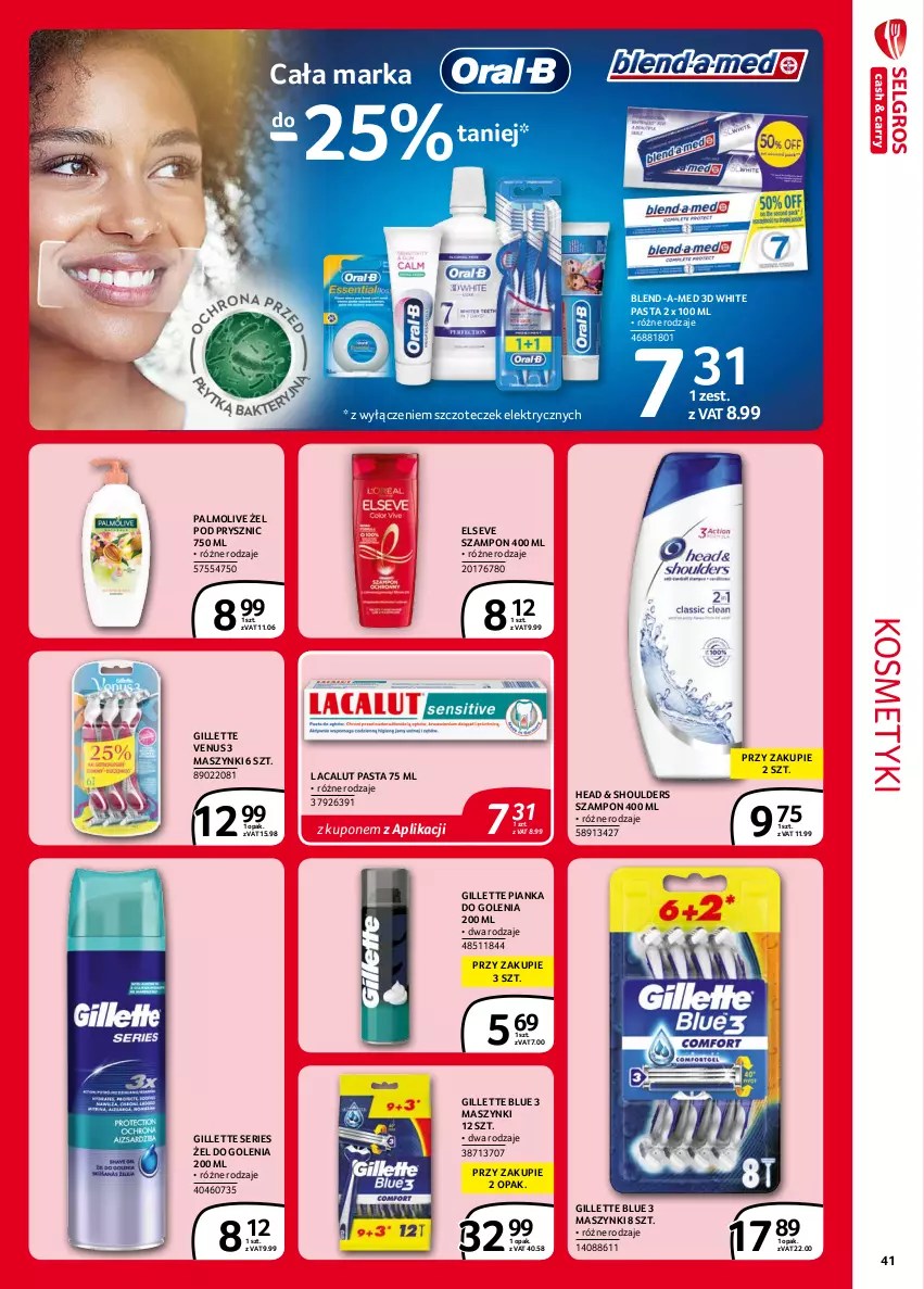 Gazetka promocyjna Selgros - Extra Oferta - ważna 01.09 do 30.09.2021 - strona 41 - produkty: Blend-a-Med, Elseve, Gillette, Gillette Venus, Lacalut, Palmolive, Pianka do golenia, Ser, Szampon, Venus