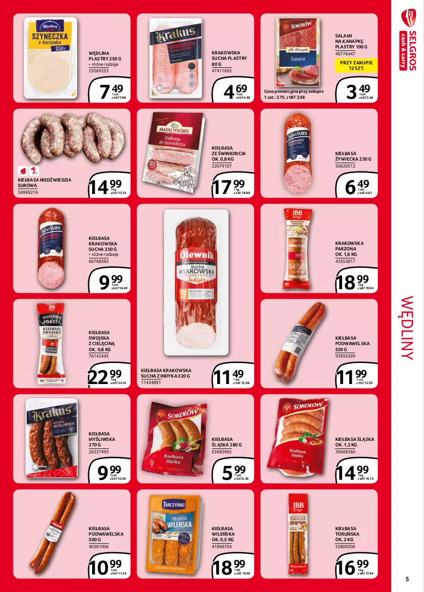 Gazetka promocyjna Selgros - Extra Oferta - ważna 01.09 do 30.09.2021 - strona 5 - produkty: BIC, Kiełbasa, Kiełbasa krakowska, Kiełbasa podwawelska, Kiełbasa śląska, Salami, Wawel, Wędlina