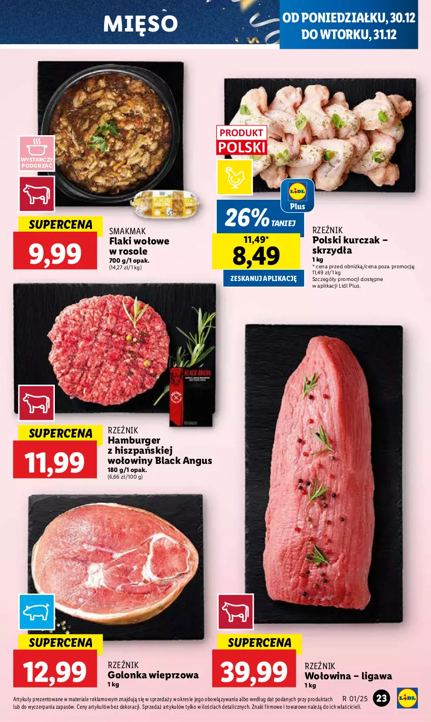 Gazetka promocyjna Lidl - GAZETKA - ważna 30.12 do 31.12.2024 - strona 25 - produkty: Burger, Flaki, Flaki wołowe, Golonka wieprzowa, Hamburger, Kurczak, Lack, Mięso, Wołowina