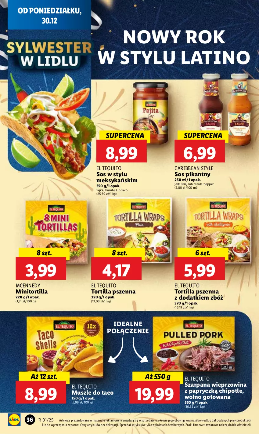 Gazetka promocyjna Lidl - GAZETKA - ważna 30.12 do 31.12.2024 - strona 40 - produkty: Fa, Mus, Sos, Tortilla, Wieprzowina