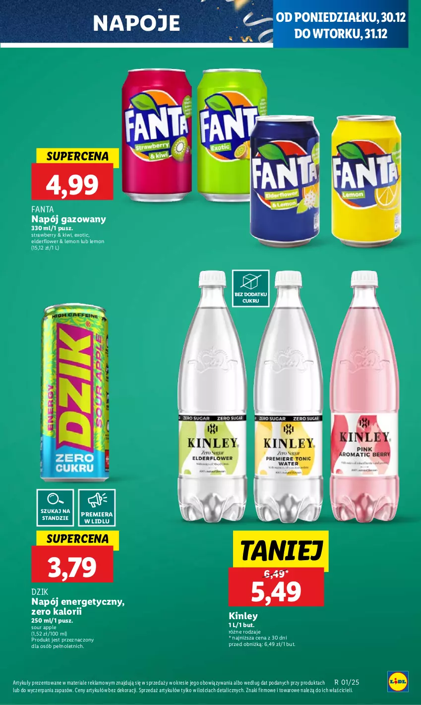 Gazetka promocyjna Lidl - GAZETKA - ważna 30.12 do 31.12.2024 - strona 53 - produkty: Fa, Fanta, Kiwi, Napój, Napój energetyczny, Napój gazowany, Napoje