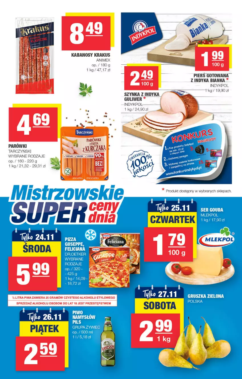 Gazetka promocyjna Spar - ważna 14.11 do 24.11.2021 - strona 5 - produkty: Bianka, Kabanos, Krakus, Parówki, Szynka, Tarczyński