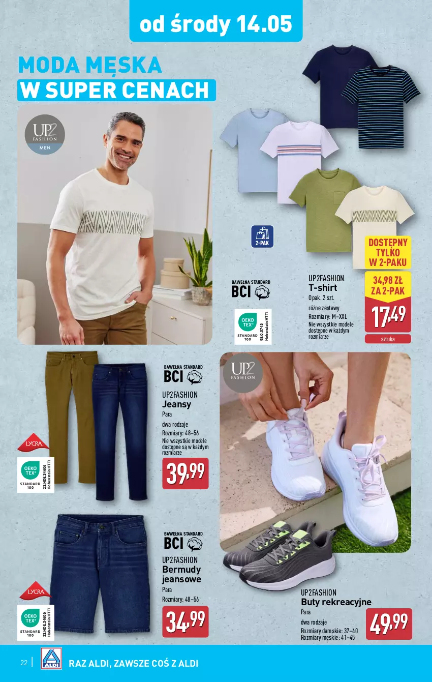 Gazetka promocyjna Aldi - Pełna oferta - ważna 12.05 do 17.05.2025 - strona 22 - produkty: Bermudy, Buty, Fa, Moda, T-shirt