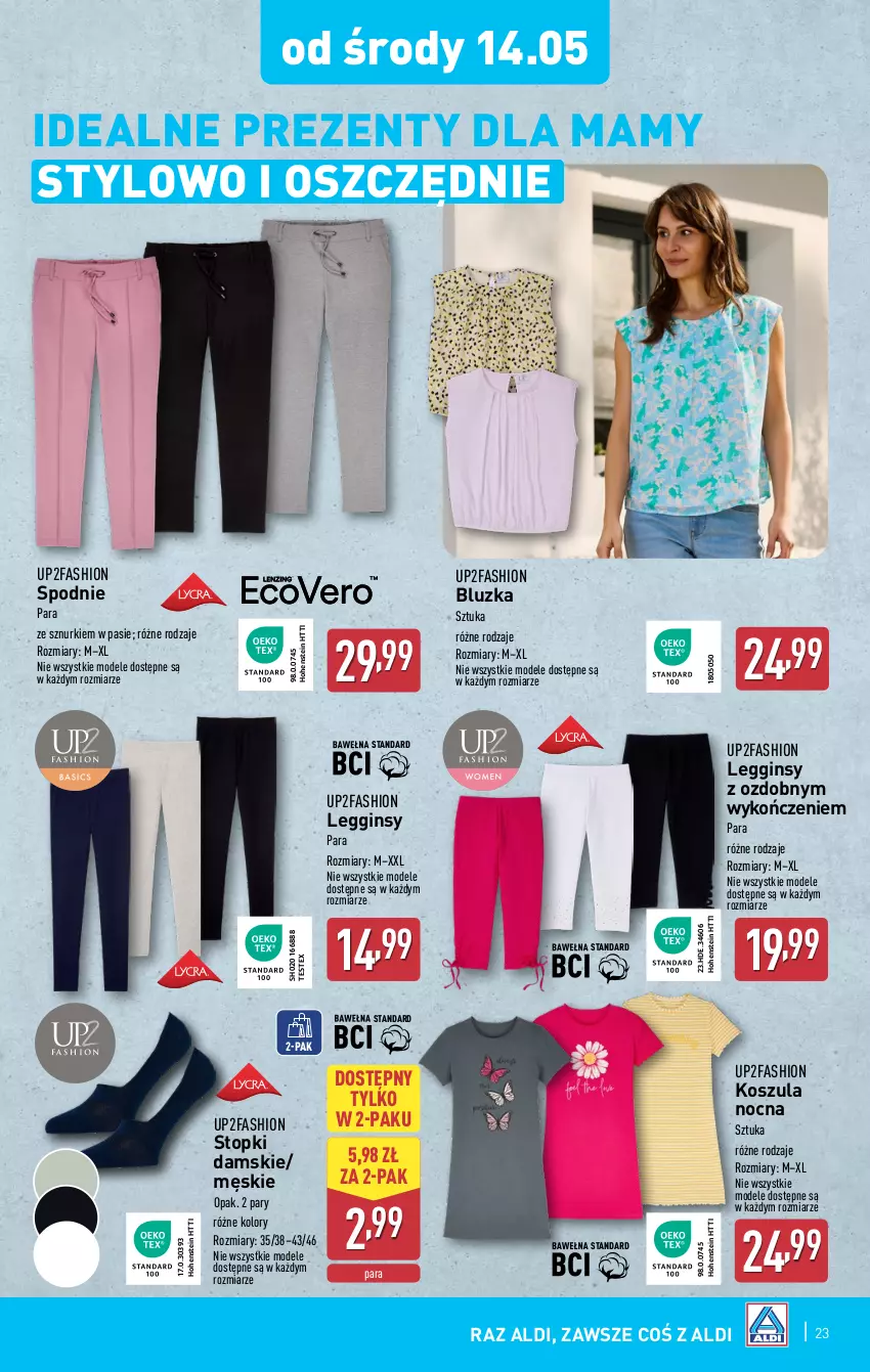 Gazetka promocyjna Aldi - Pełna oferta - ważna 12.05 do 17.05.2025 - strona 23 - produkty: Fa, Gin, Kosz, Koszula, Koszula nocna, Legginsy, Spodnie, Top