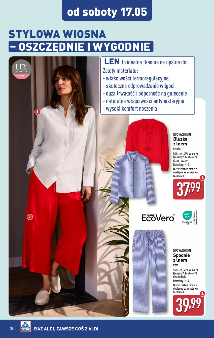 Gazetka promocyjna Aldi - Pełna oferta - ważna 12.05 do 17.05.2025 - strona 38 - produkty: Fa, LG, Por, Sok, Spodnie