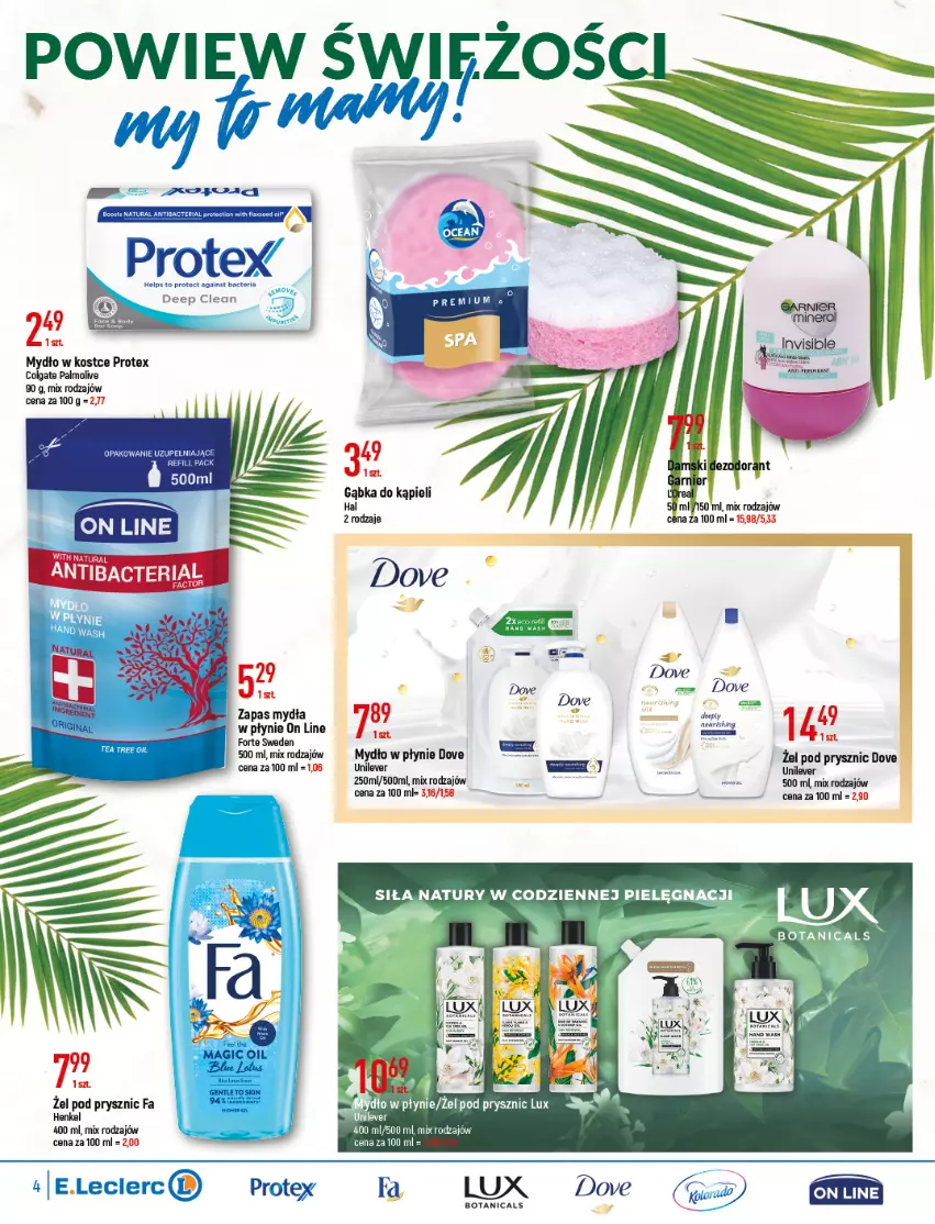 Gazetka promocyjna E Leclerc - ważna 26.04 do 07.05.2022 - strona 4 - produkty: Colgate, Dove, Fa, LG, Mydło, Palmolive, Pur