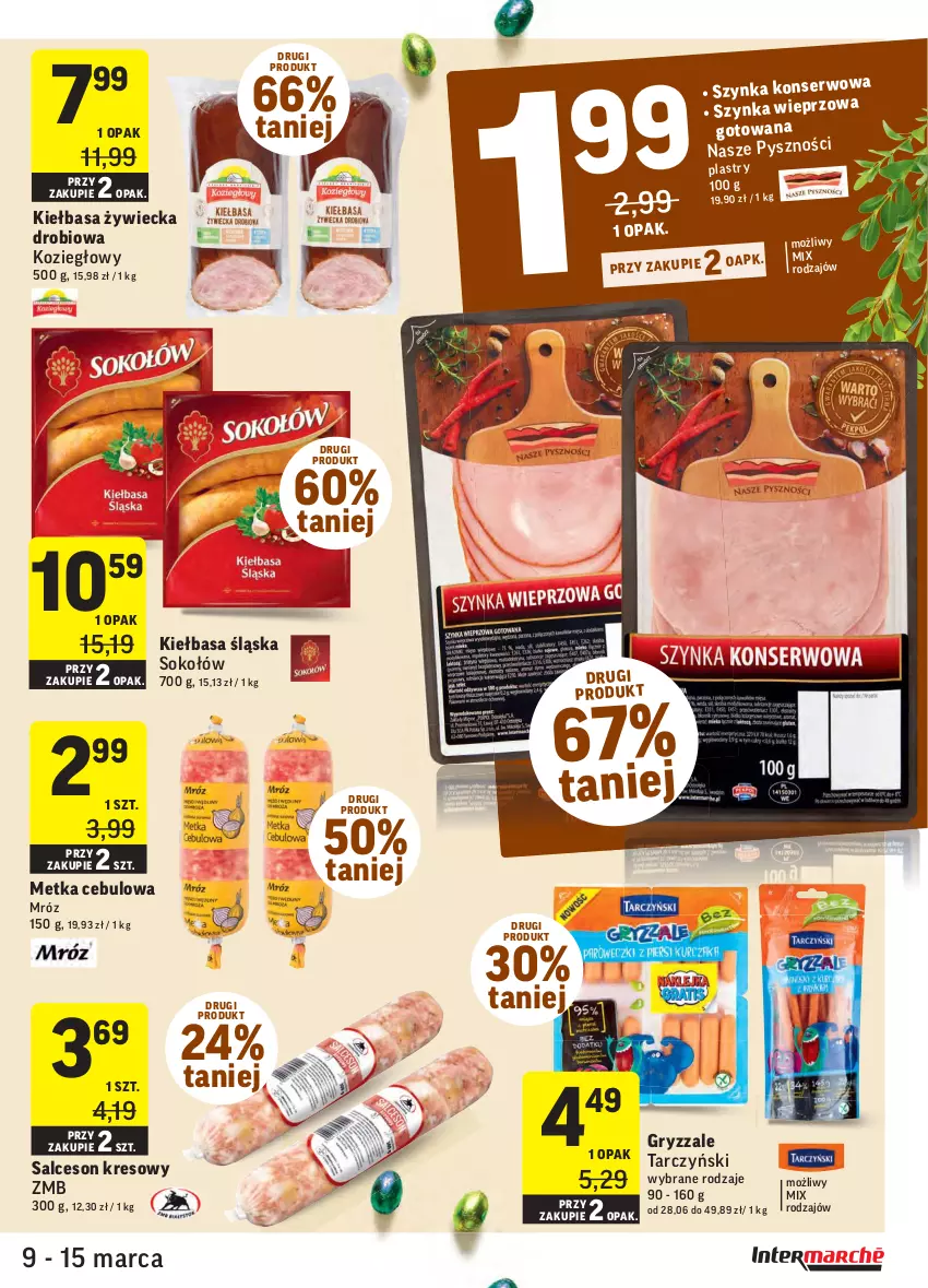 Gazetka promocyjna Intermarche - ważna 09.03 do 15.03.2021 - strona 15 - produkty: Gry, Kiełbasa, Kiełbasa śląska, Salceson, Ser, Sok, Sokołów, Tarczyński