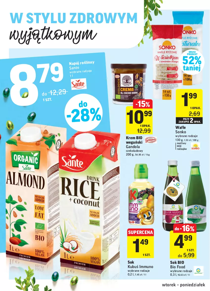 Gazetka promocyjna Intermarche - ważna 09.03 do 15.03.2021 - strona 38 - produkty: Kubuś, Napój, Napój roślinny, Sante, Sok, Sonko, Wafle