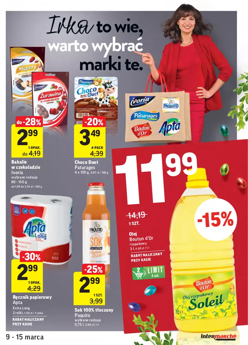 Gazetka promocyjna Intermarche - ważna 09.03 do 15.03.2021 - strona 7 - produkty: Olej, Papier, Ręcznik, Rolki, Sok