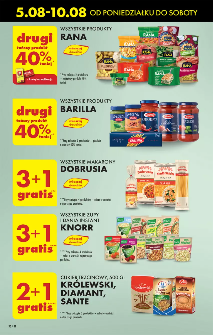 Gazetka promocyjna Biedronka - Od poniedzialku - ważna 05.08 do 10.08.2024 - strona 34 - produkty: Barilla, Cukier, Cukier trzcinowy, Diamant, Gra, Knorr, Królewski, LG, Makaron, Obrus, Sante