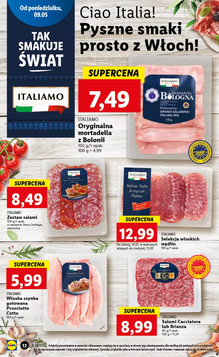 Gazetka promocyjna Lidl - GAZETKA - ważna 09.05 do 11.05.2022 - strona 12 - produkty: Dell, Gin, Mortadella, Salami, Szynka