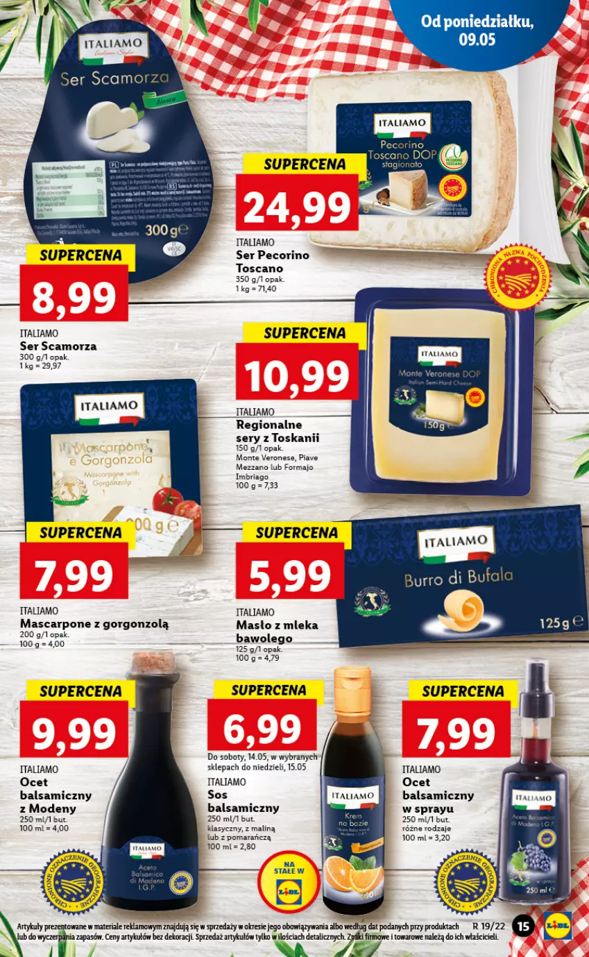 Gazetka promocyjna Lidl - GAZETKA - ważna 09.05 do 11.05.2022 - strona 15 - produkty: LEGO, Mascarpone, Masło, Monte, Ocet, Ocet balsamiczny, Pecorino, Scamorza, Ser, Sos