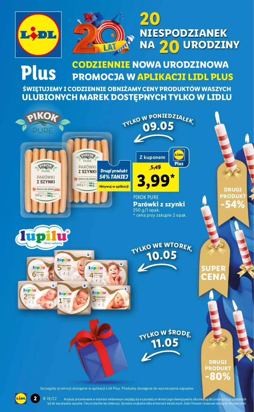 Gazetka promocyjna Lidl - GAZETKA - ważna 09.05 do 11.05.2022 - strona 2 - produkty: Parówki, Parówki z szynki, PIKOK, Pur