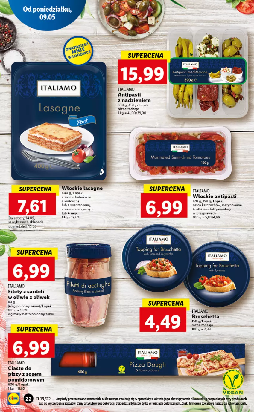 Gazetka promocyjna Lidl - GAZETKA - ważna 09.05 do 11.05.2022 - strona 22 - produkty: Lasagne, Pizza, Pomidory, Ser, Sos