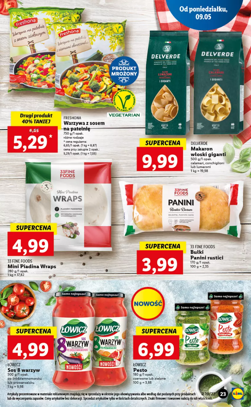 Gazetka promocyjna Lidl - GAZETKA - ważna 09.05 do 11.05.2022 - strona 23 - produkty: Lack, Lion, Makaron, Pesto, Rust, Sos, Vegeta, Warzywa