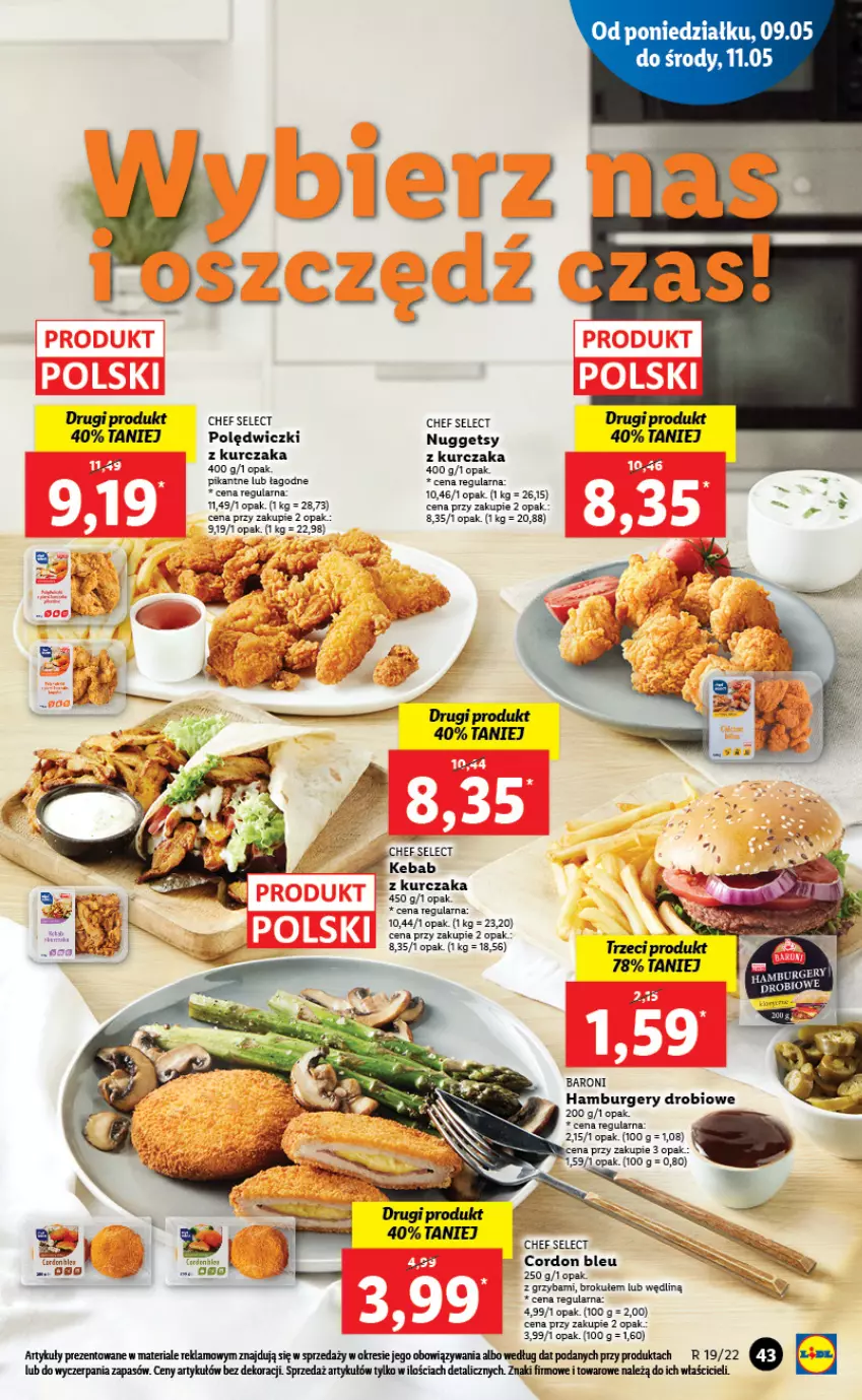 Gazetka promocyjna Lidl - GAZETKA - ważna 09.05 do 11.05.2022 - strona 43 - produkty: Burger, Cordon Bleu, Hamburger, Kurczak