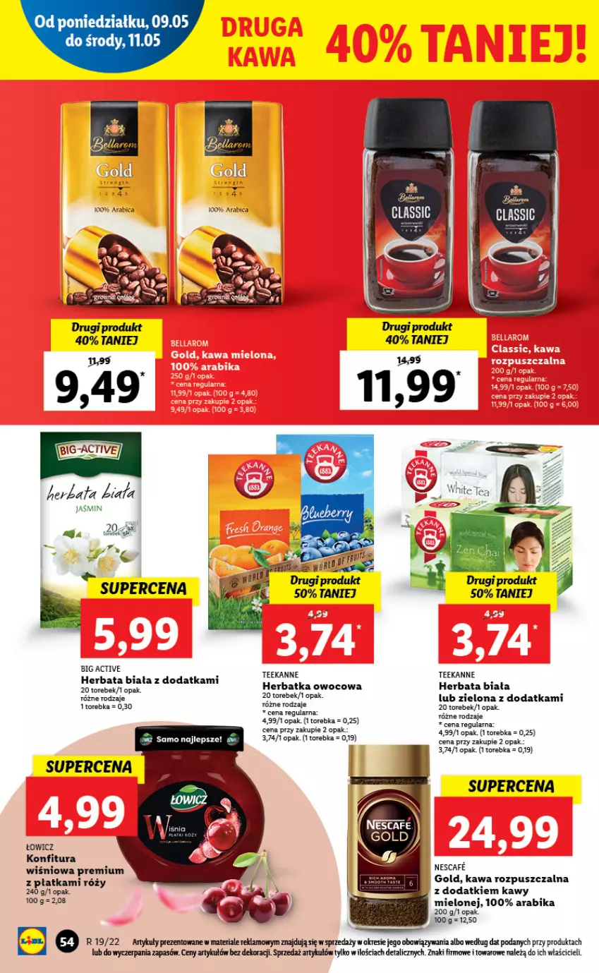 Gazetka promocyjna Lidl - GAZETKA - ważna 09.05 do 11.05.2022 - strona 54 - produkty: BIC, Herbata, Kawa, Kawa rozpuszczalna, Konfitura, Teekanne, Torebka