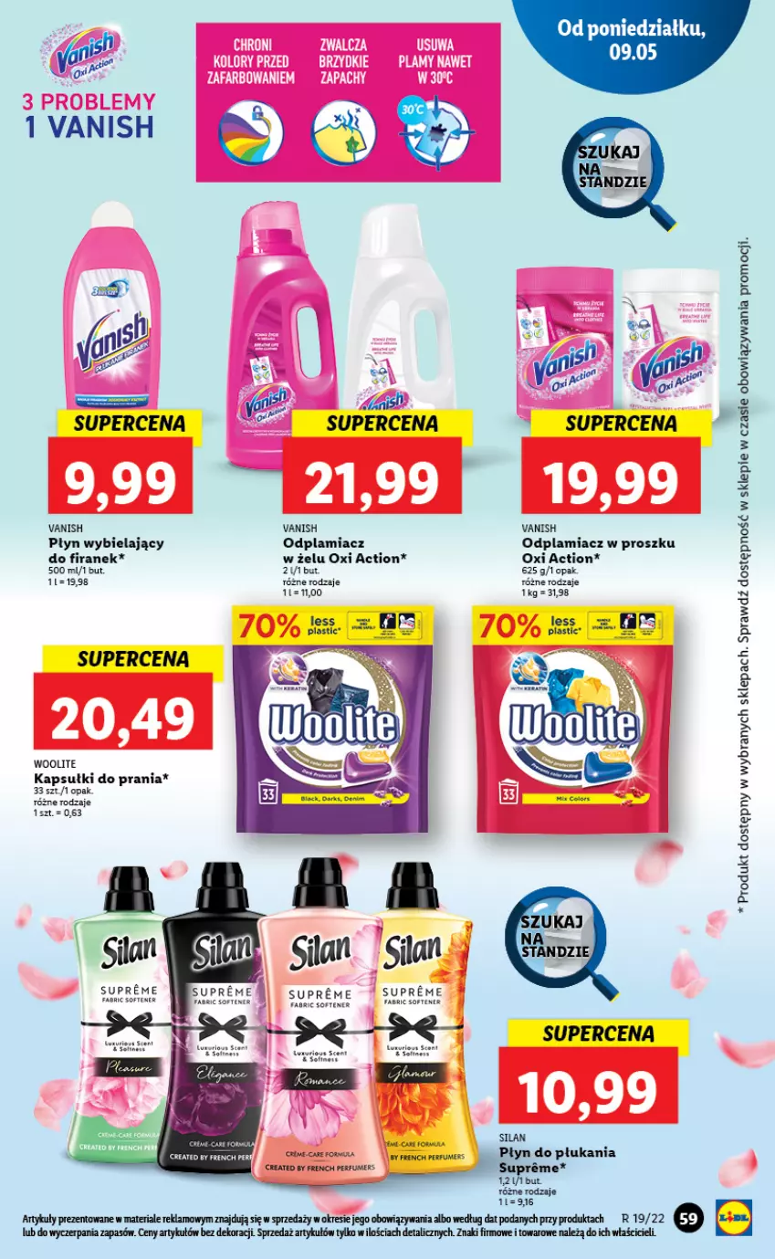 Gazetka promocyjna Lidl - GAZETKA - ważna 09.05 do 11.05.2022 - strona 59 - produkty: Fa, Kapsułki do prania, Odplamiacz, Perfum, Płyn do płukania, Silan, Vanish, Woolite