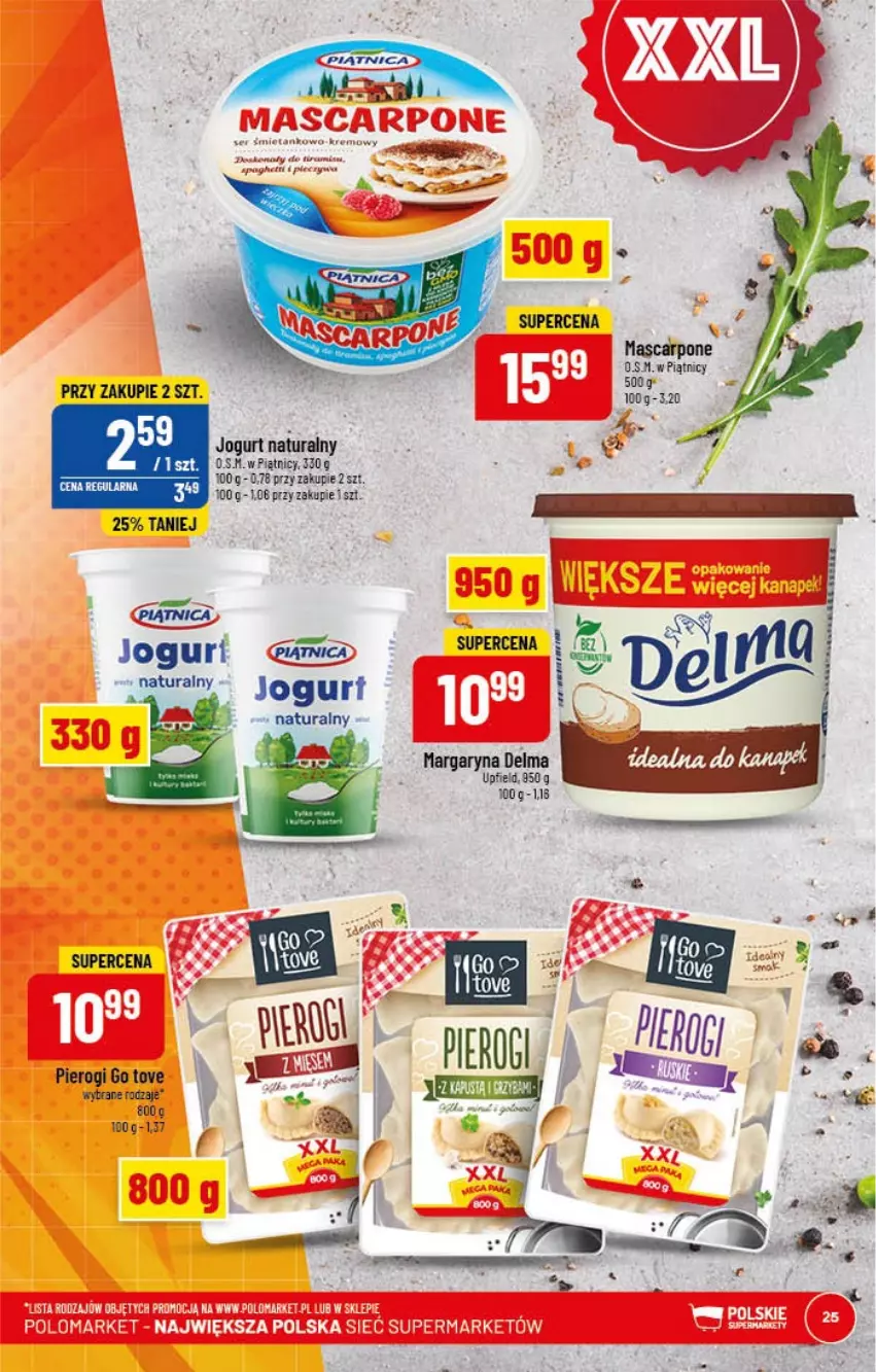 Gazetka promocyjna PoloMarket - Gazetka pomocyjna - ważna 25.01 do 31.01.2022 - strona 25 - produkty: Delma, Jogurt, Jogurt naturalny, Margaryna, Mascarpone, Pierogi