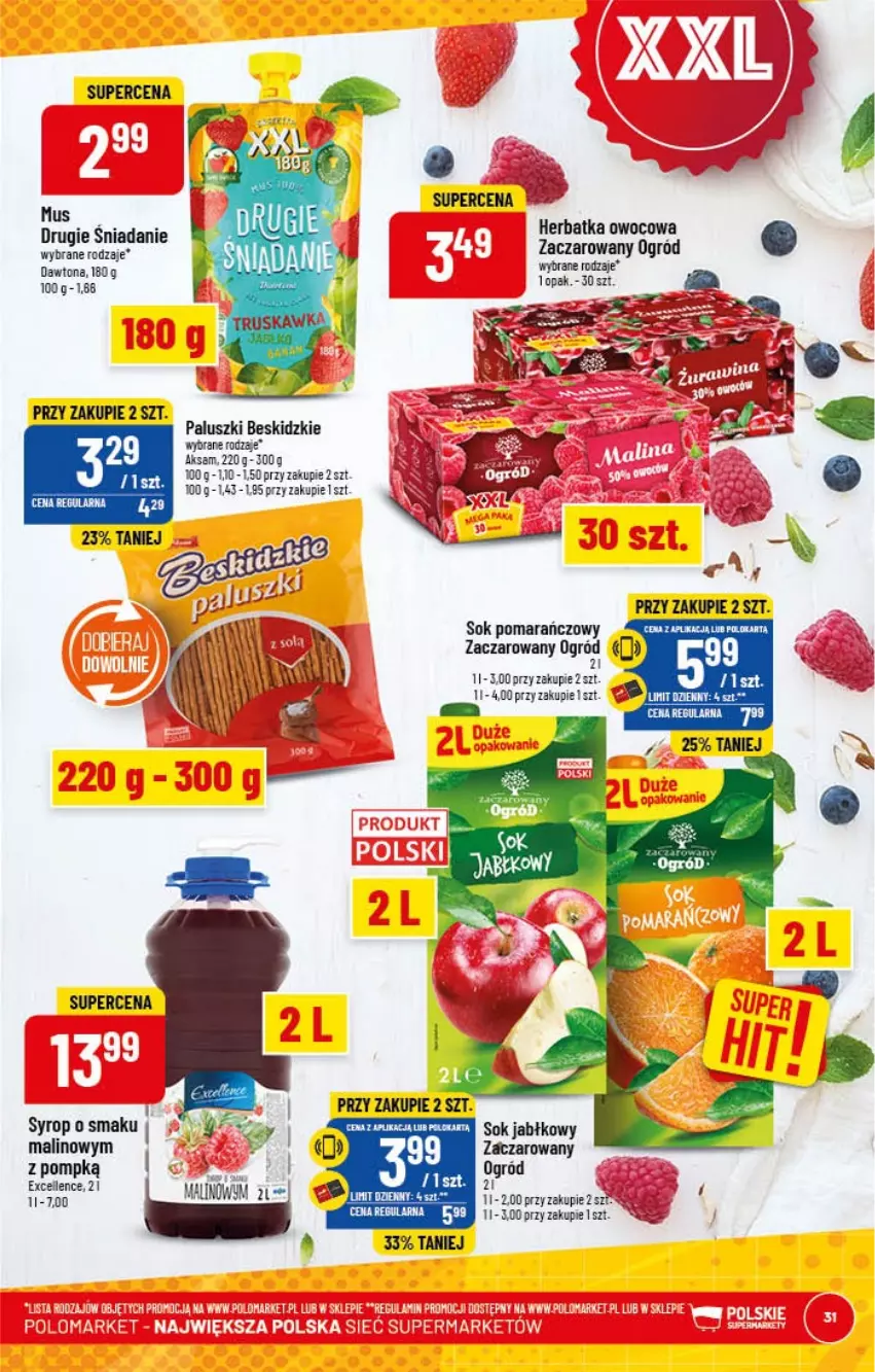 Gazetka promocyjna PoloMarket - Gazetka pomocyjna - ważna 25.01 do 31.01.2022 - strona 31 - produkty: Aksam, Beskidzki, Dawtona, Ogród, Sok, Sok pomarańczowy