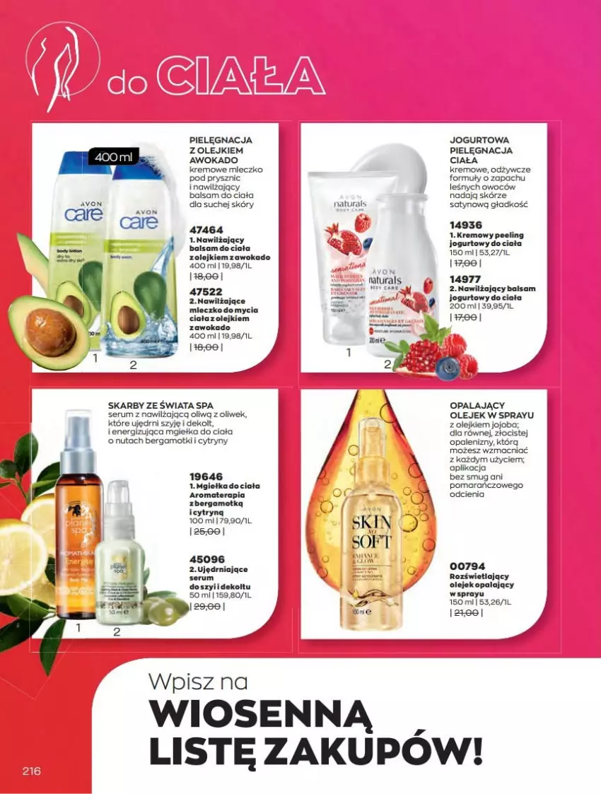 Gazetka promocyjna Avon - Katalog Avon online 4/2021 - ważna 01.04 do 30.04.2021 - strona 216 - produkty: Balsam do ciała, Cytryny, Jogurt, Mleczko, Nawilżający balsam, Olej, Peeling, Rum, Ser, Serum, Tera