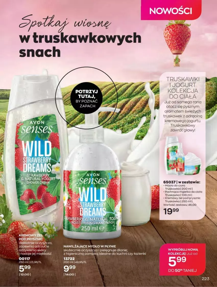 Gazetka promocyjna Avon - Katalog Avon online 4/2021 - ważna 01.04 do 30.04.2021 - strona 223 - produkty: Jogurt, Masło, Mydło, Mydło w płynie, Truskawki