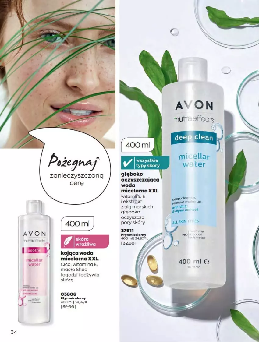 Gazetka promocyjna Avon - Katalog Avon online 4/2021 - ważna 01.04 do 30.04.2021 - strona 34 - produkty: LG, Masło, Płyn micelarny, Por, Woda, Woda micelarna