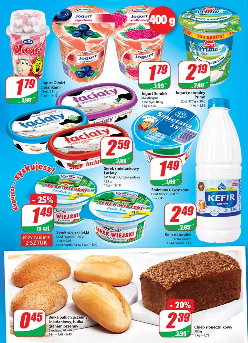 Gazetka promocyjna Dino - Gazetka - ważna 21.07 do 27.07.2021 - strona 12 - produkty: Bułka, Chleb, Danio, Gra, Jogurt, Jogurt naturalny, Kefir, Kefir naturalny, Olma, Ser, Serek, Serek wiejski, Zott