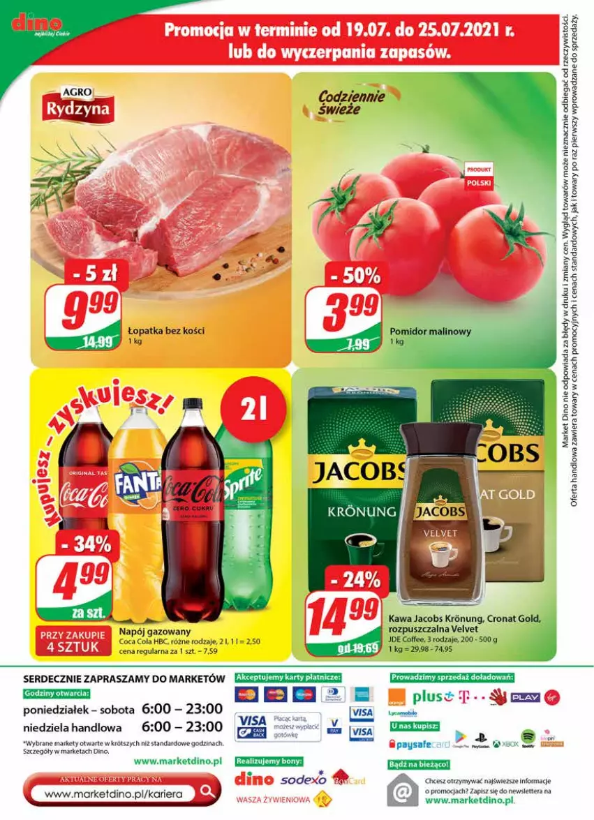 Gazetka promocyjna Dino - Gazetka - ważna 21.07 do 27.07.2021 - strona 20 - produkty: Jacobs, Kawa, Napój, Napój gazowany, Ser, Tera, Velvet, Xbox