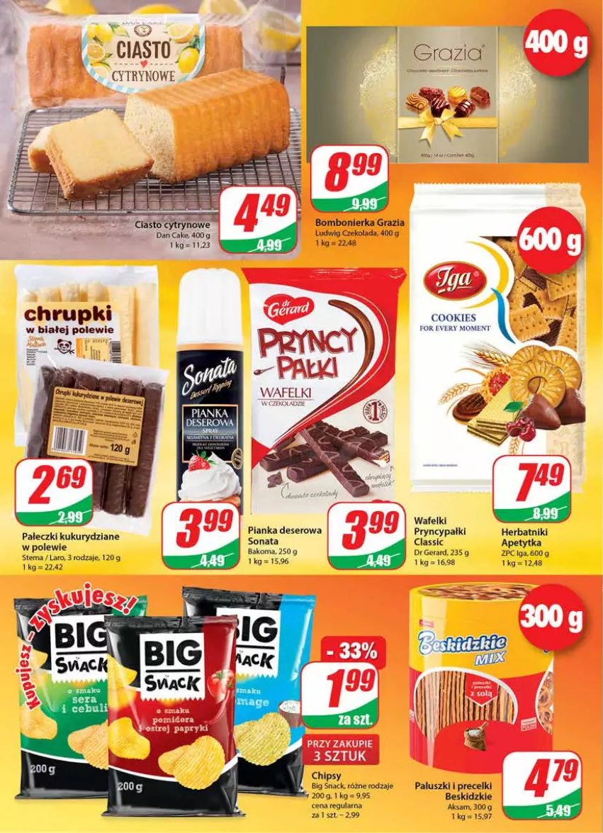 Gazetka promocyjna Dino - Gazetka - ważna 21.07 do 27.07.2021 - strona 4 - produkty: Aksam, Bakoma, Beskidzki, Chipsy, Chrupki, Czekolada, Dan Cake, Deser, Fa, Gra, Herbatniki, Precelki, Ser