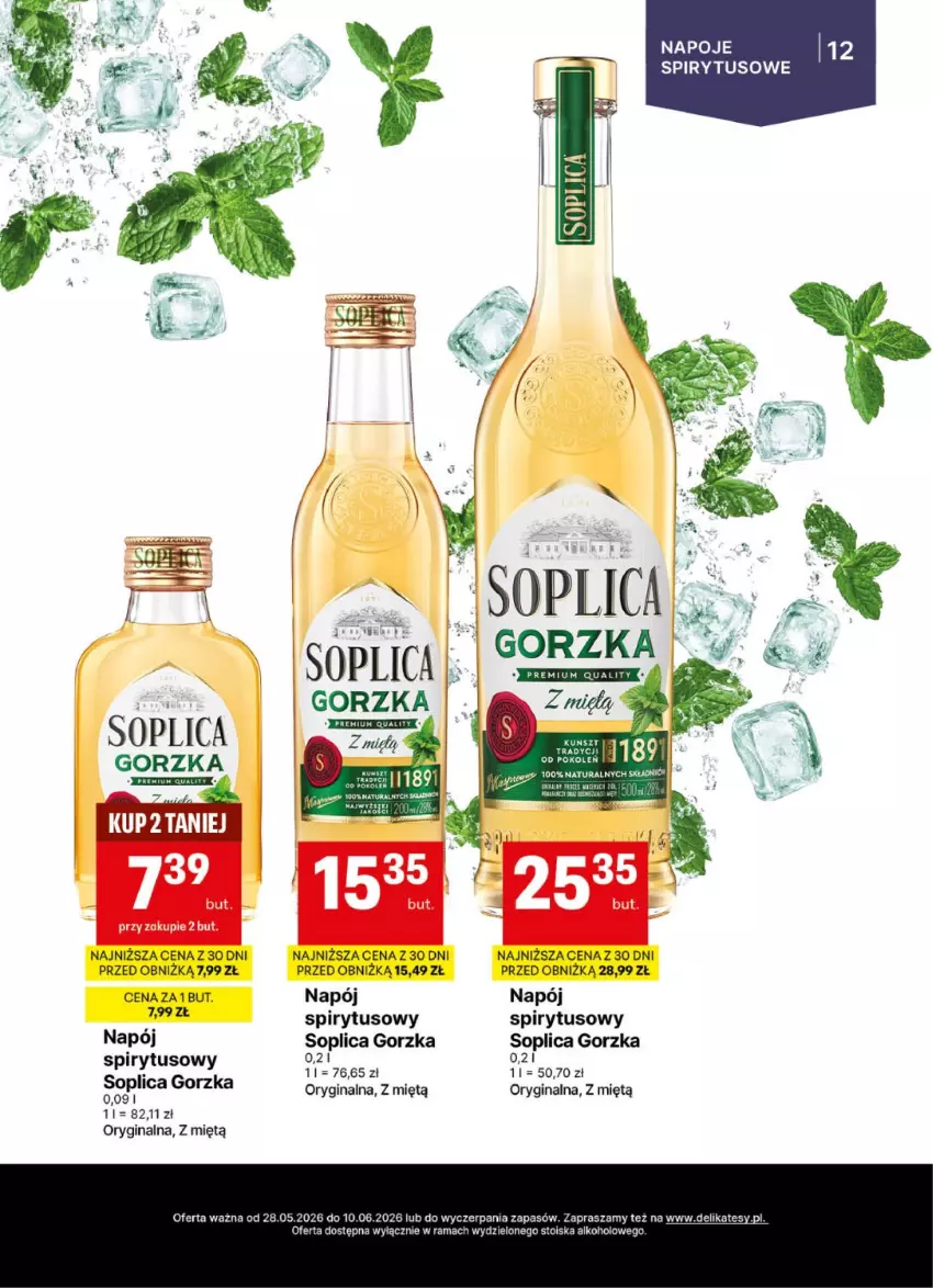 Gazetka promocyjna Delikatesy Centrum - Delibarek DC22-DC23 - ważna 28.05 do 10.06.2026 - strona 12 - produkty: Gin, Napój, Napoje, Rama, Soplica