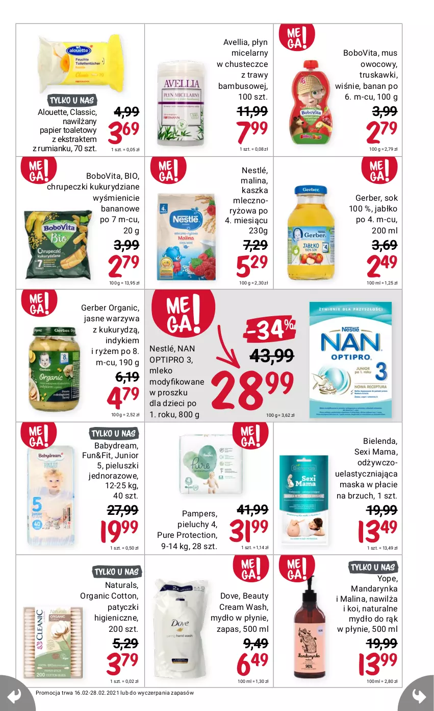 Gazetka promocyjna Rossmann - Luty II - ważna 16.02 do 28.02.2021 - strona 5 - produkty: Babydream, Dove, Gerber, Mleko, Nestlé, Pampers, Sok, Yope