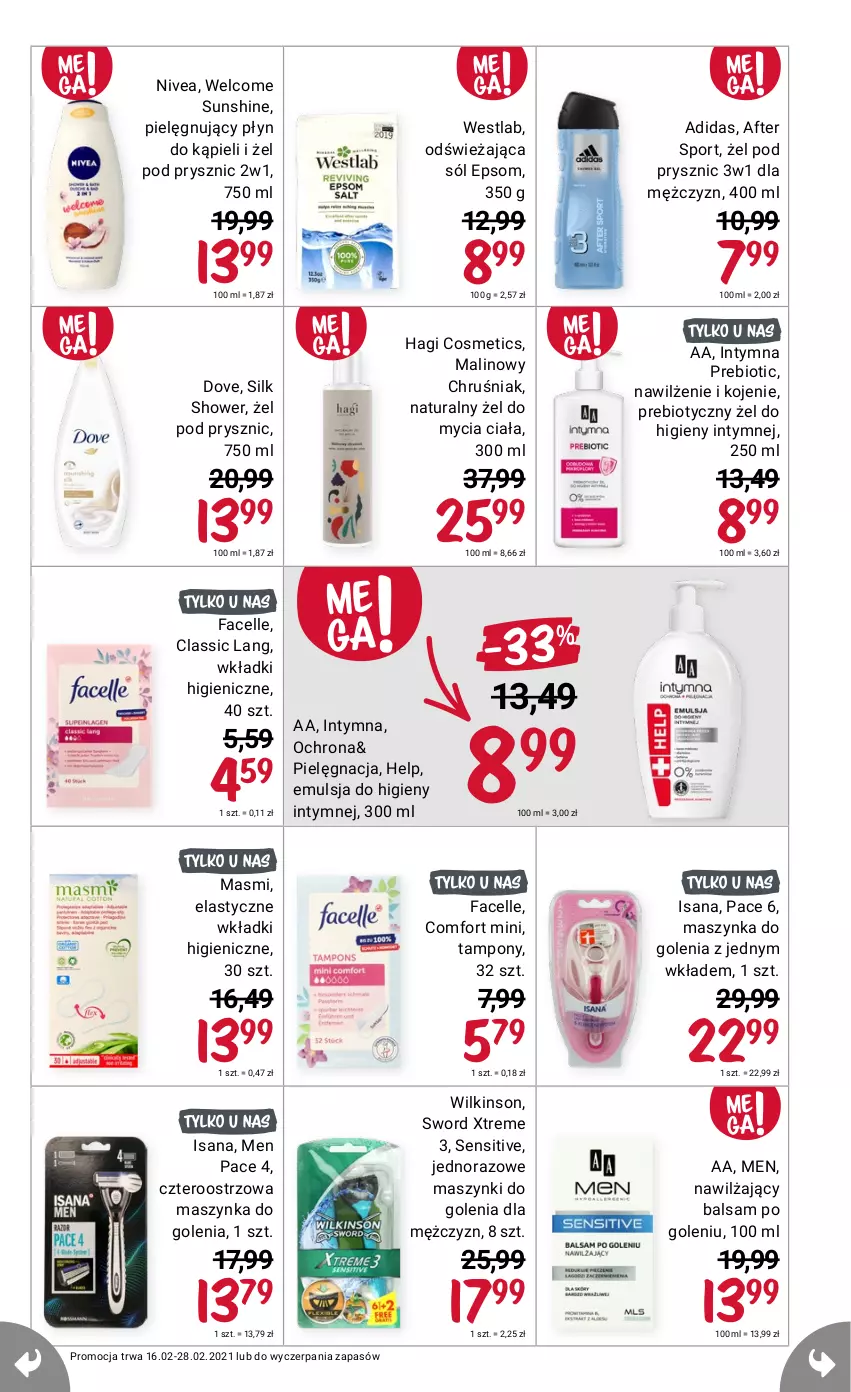 Gazetka promocyjna Rossmann - Luty II - ważna 16.02 do 28.02.2021 - strona 7 - produkty: Adidas, Balsam po goleniu, Dove, Emulsja, Isana, Maszynka, Maszynka do golenia, Szynka, Tampony