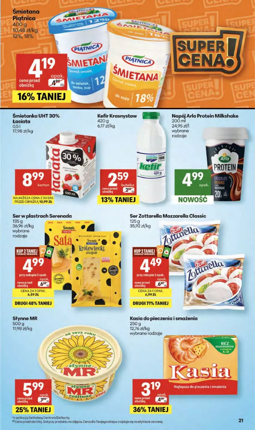 Gazetka promocyjna Delikatesy Centrum - Franczyza DC17 Czwartek - ważna 23.04 do 29.04.2026 - strona 21 - produkty: Kasia, Mozzarella, Napój, Piątnica, Piec, Ser, Słynne, Zott, Zottarella