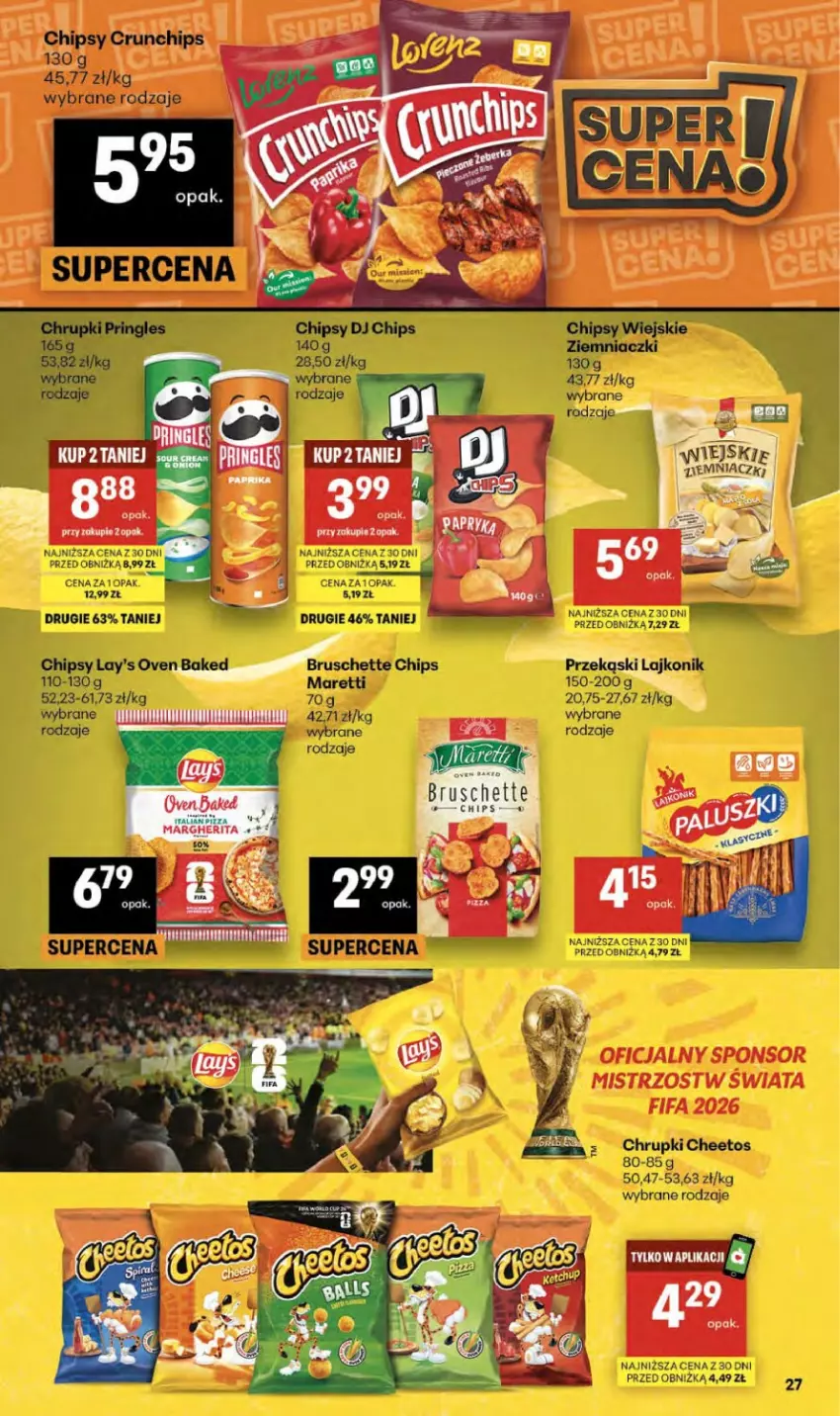 Gazetka promocyjna Delikatesy Centrum - Franczyza DC17 Czwartek - ważna 23.04 do 29.04.2026 - strona 27 - produkty: Cheetos, Chipsy, Chrupki, Crunchips, Fa, Por, Top