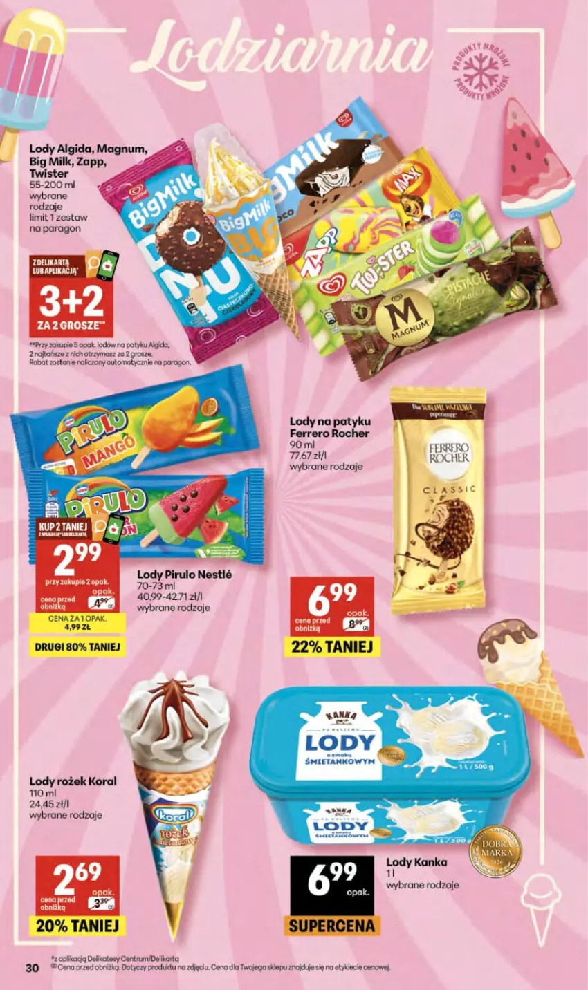 Gazetka promocyjna Delikatesy Centrum - Franczyza DC17 Czwartek - ważna 23.04 do 29.04.2026 - strona 30 - produkty: Algida, Big Milk, Ferrero, Ferrero Rocher, LG, Lody, Pur, Rum