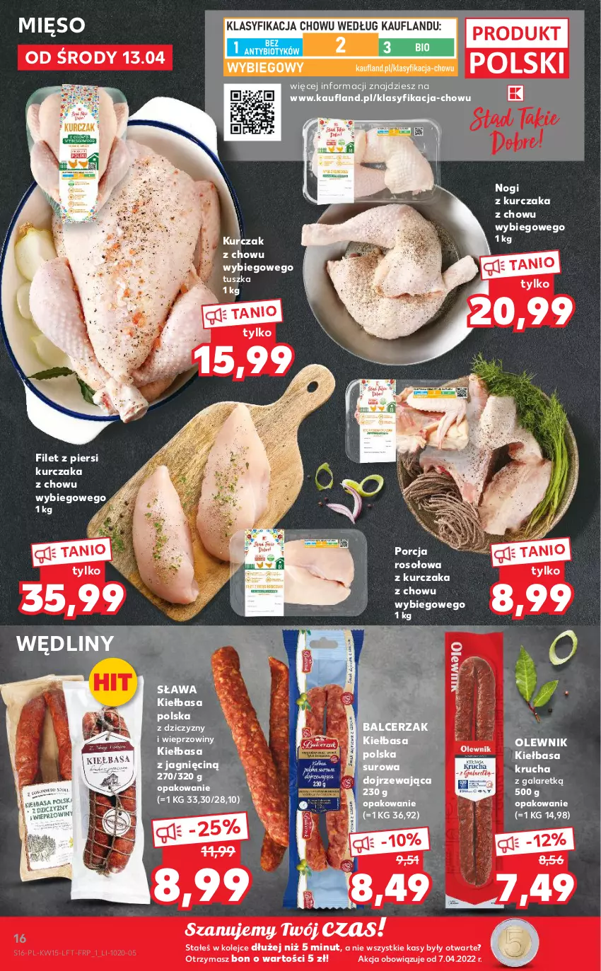 Gazetka promocyjna Kaufland - OFERTA TYGODNIA - ważna 13.04 do 20.04.2022 - strona 16 - produkty: Filet z piersi kurczaka, Gala, Kiełbasa, Kiełbasa krucha, Kurczak, Mięso, Olej, Olewnik, Por, Tusz