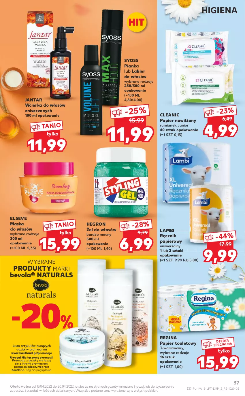 Gazetka promocyjna Kaufland - OFERTA TYGODNIA - ważna 13.04 do 20.04.2022 - strona 37 - produkty: Cleanic, Elseve, Gin, Hegron, Lakier, Lakier do włosów, Maska, Maska do włosów, Papier, Papier toaletowy, Ręcznik, Rum, Syoss, Waga