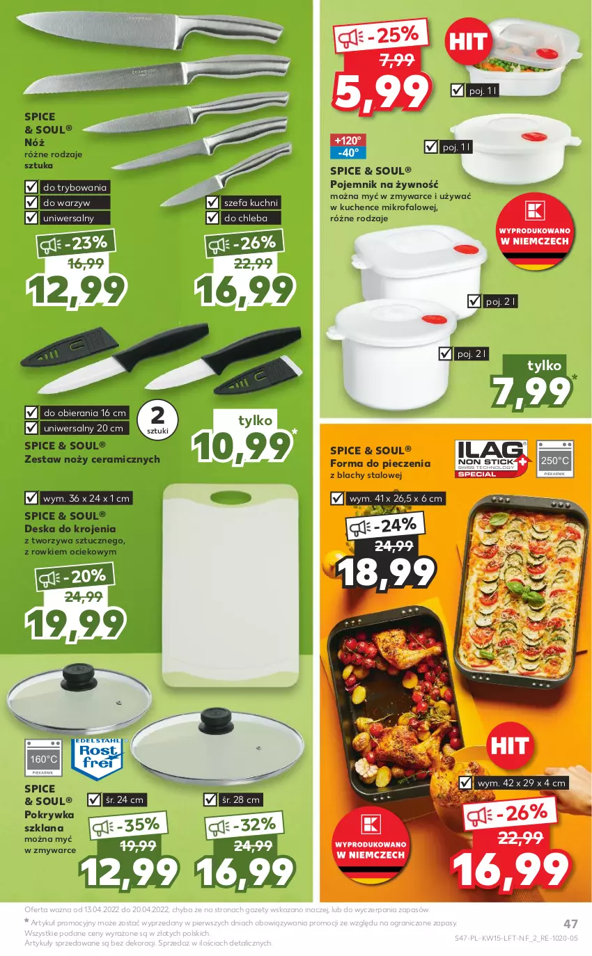 Gazetka promocyjna Kaufland - OFERTA TYGODNIA - ważna 13.04 do 20.04.2022 - strona 47 - produkty: Chleb, Deska do krojenia, Fa, Forma do pieczenia, Gra, LANA, Noż, Piec, Pojemnik, Pokrywka szklana