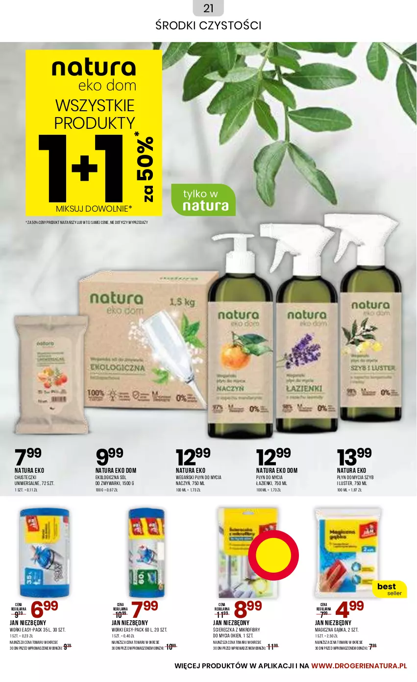 Gazetka promocyjna Drogerie Natura - Gazetka Drogerie Natura - ważna 05.07 do 04.08.2024 - strona 21 - produkty: Chusteczki, Do mycia naczyń, Jan Niezbędny, Płyn do mycia, Płyn do mycia naczyń, Sól, Zmywarki