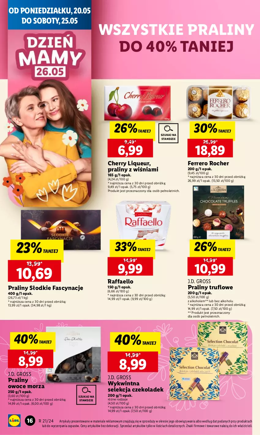 Gazetka promocyjna Lidl - GAZETKA - ważna 20.05 do 22.05.2024 - strona 20 - produkty: Alkohole, Fa, Ferrero, Ferrero Rocher, Owoce, Owoce morza, Praliny, Raffaello