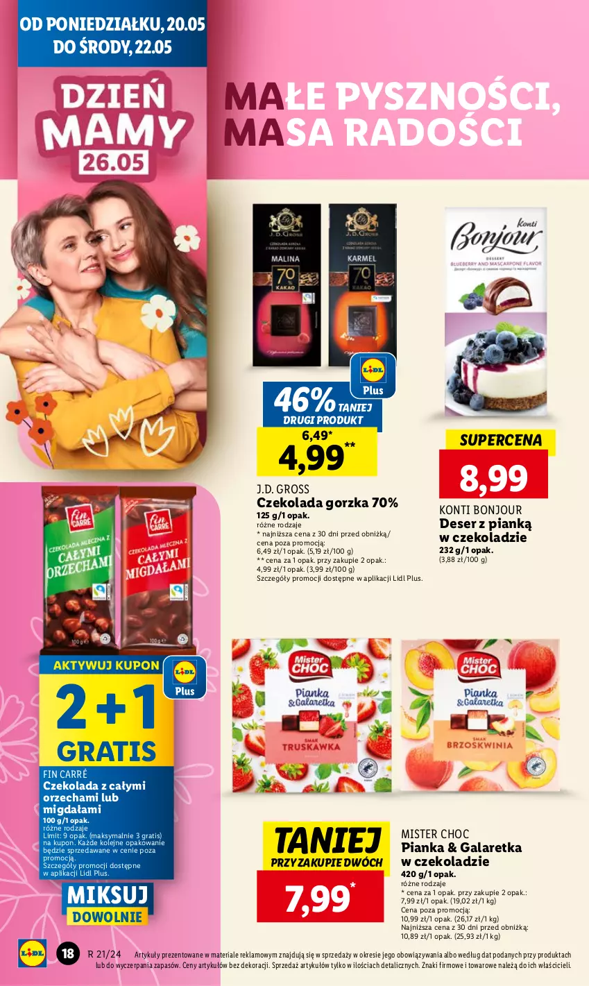 Gazetka promocyjna Lidl - GAZETKA - ważna 20.05 do 22.05.2024 - strona 22 - produkty: Czekolada, Czekolada gorzka, Deser, Gala, Galaretka, Gra, Olej, Ser