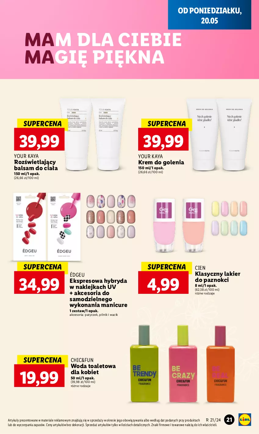 Gazetka promocyjna Lidl - GAZETKA - ważna 20.05 do 22.05.2024 - strona 25 - produkty: Balsam do ciała, Klej, Krem do golenia, Lakier, Lakier do paznokci, Pilnik, Woda, Woda toaletowa