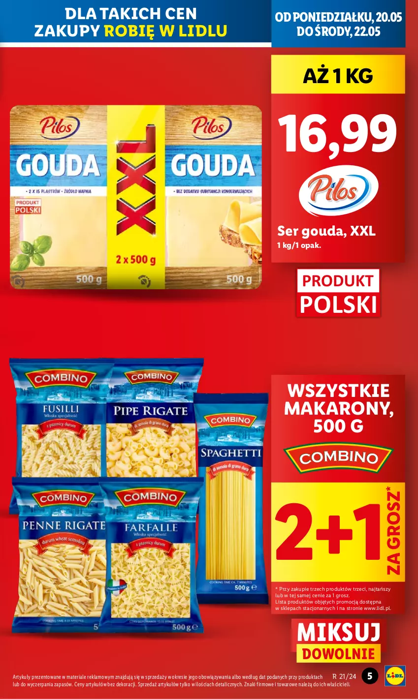 Gazetka promocyjna Lidl - GAZETKA - ważna 20.05 do 22.05.2024 - strona 5 - produkty: Gouda, Makaron, Ser