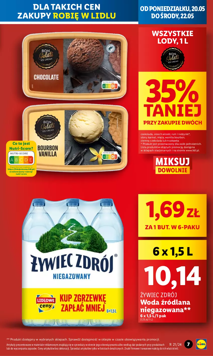 Gazetka promocyjna Lidl - GAZETKA - ważna 20.05 do 22.05.2024 - strona 7 - produkty: Bourbon, Czekolada, LANA, Lody, Mięta, Rodzynki, Rum, Wazon, Woda