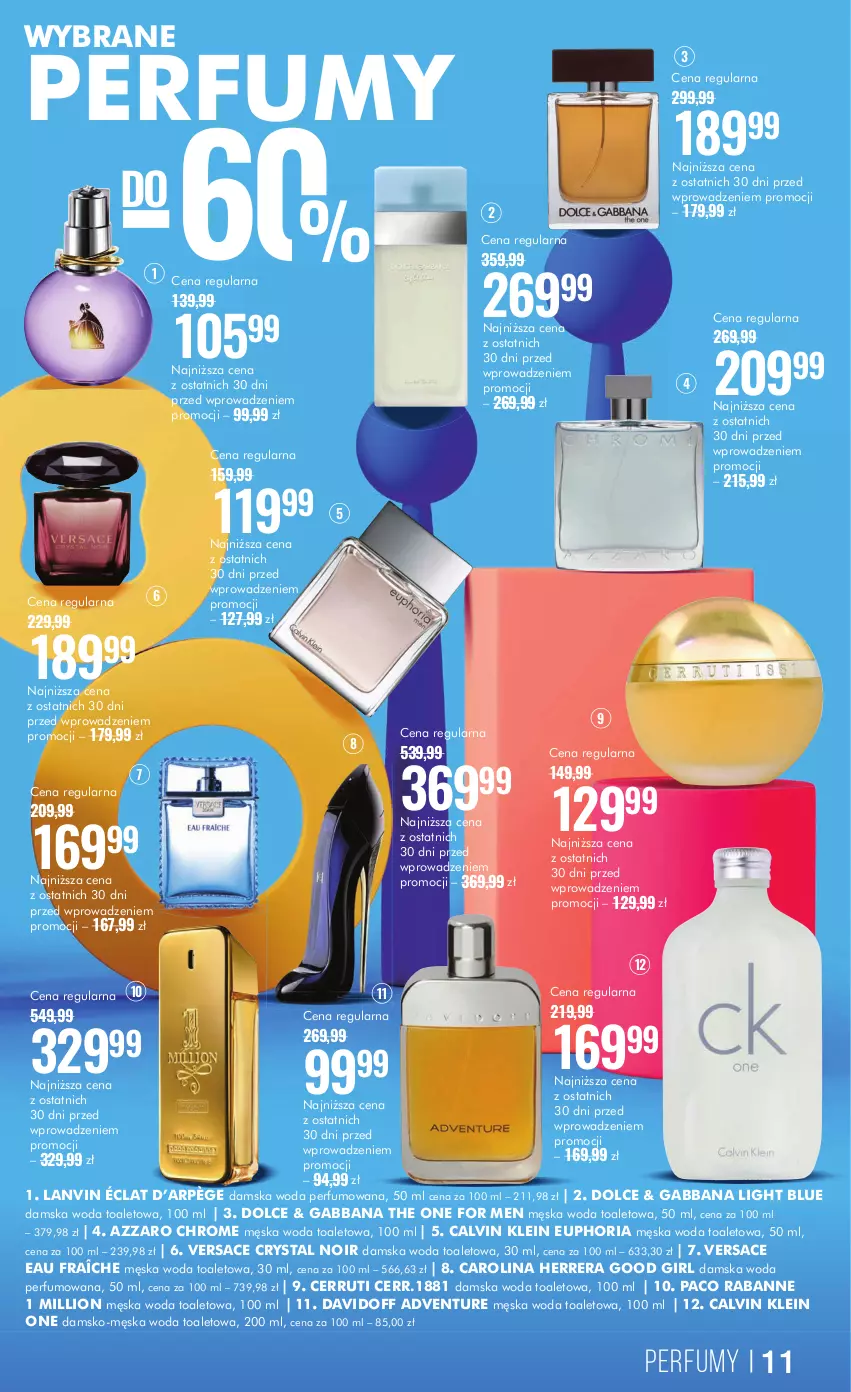 Gazetka promocyjna Super Pharm - Gazetka - ważna 11.07 do 25.07.2024 - strona 11 - produkty: Azzaro, Calvin Klein, Carolina Herrera, Cerruti, Davidoff, Lanvin, Lion, Paco Rabanne, Perfum, The ONE, Versace, Woda, Woda perfumowana, Woda toaletowa