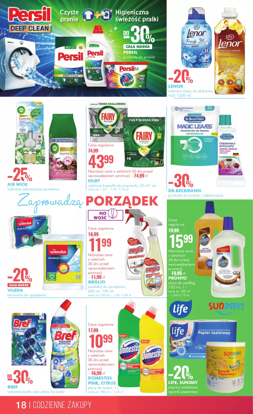 Gazetka promocyjna Super Pharm - Gazetka - ważna 11.07 do 25.07.2024 - strona 18 - produkty: Air Wick, Bref, Domestos, Fa, Fairy, Lenor, Papier, Persil, Por, Pronto, Ręcznik, Vileda, Zmywarki