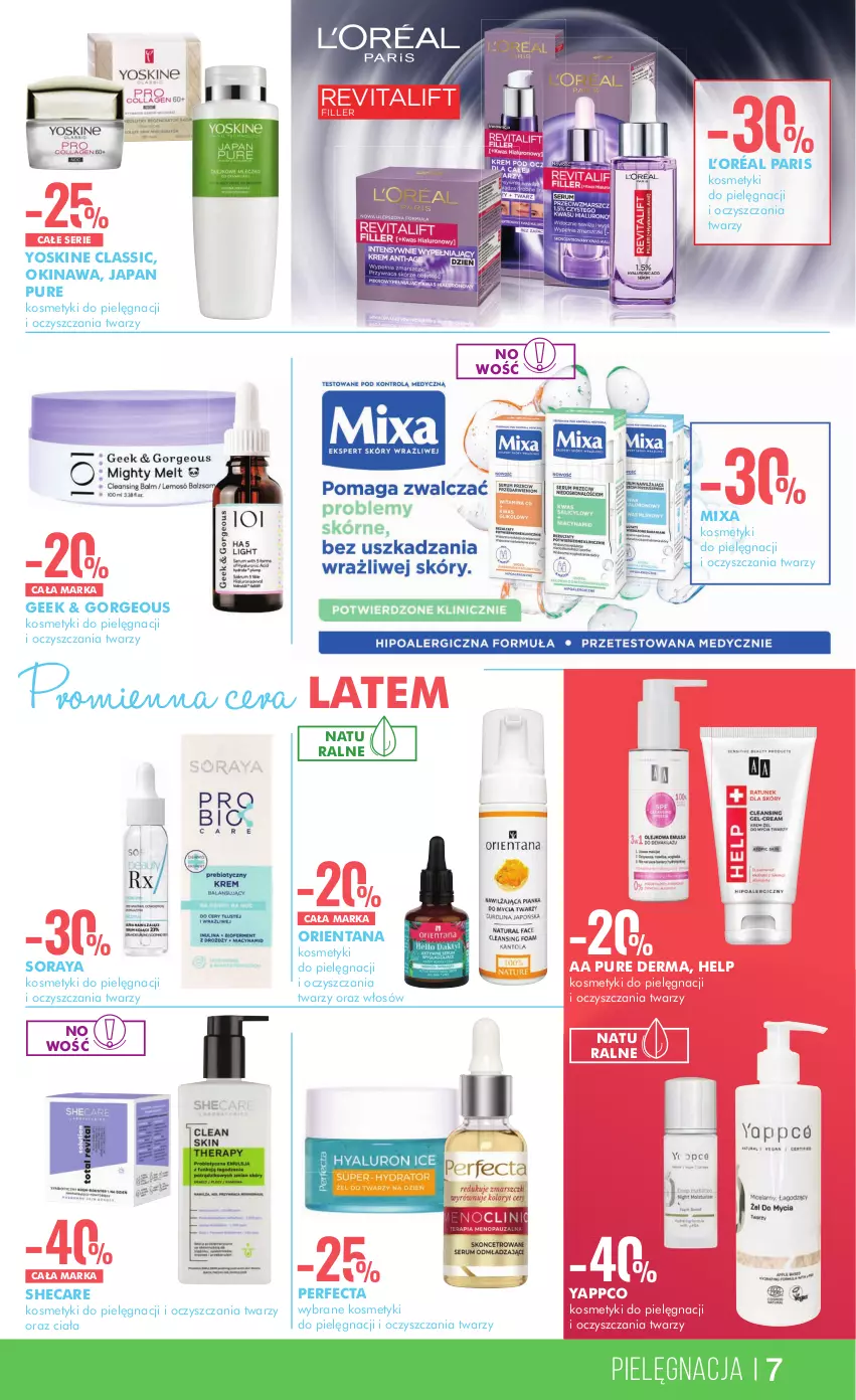 Gazetka promocyjna Super Pharm - Gazetka - ważna 11.07 do 25.07.2024 - strona 7 - produkty: Kosmetyki do pielęgnacji, L’Oréal, Mixa, Perfecta, Pur, Ser, Yoskine