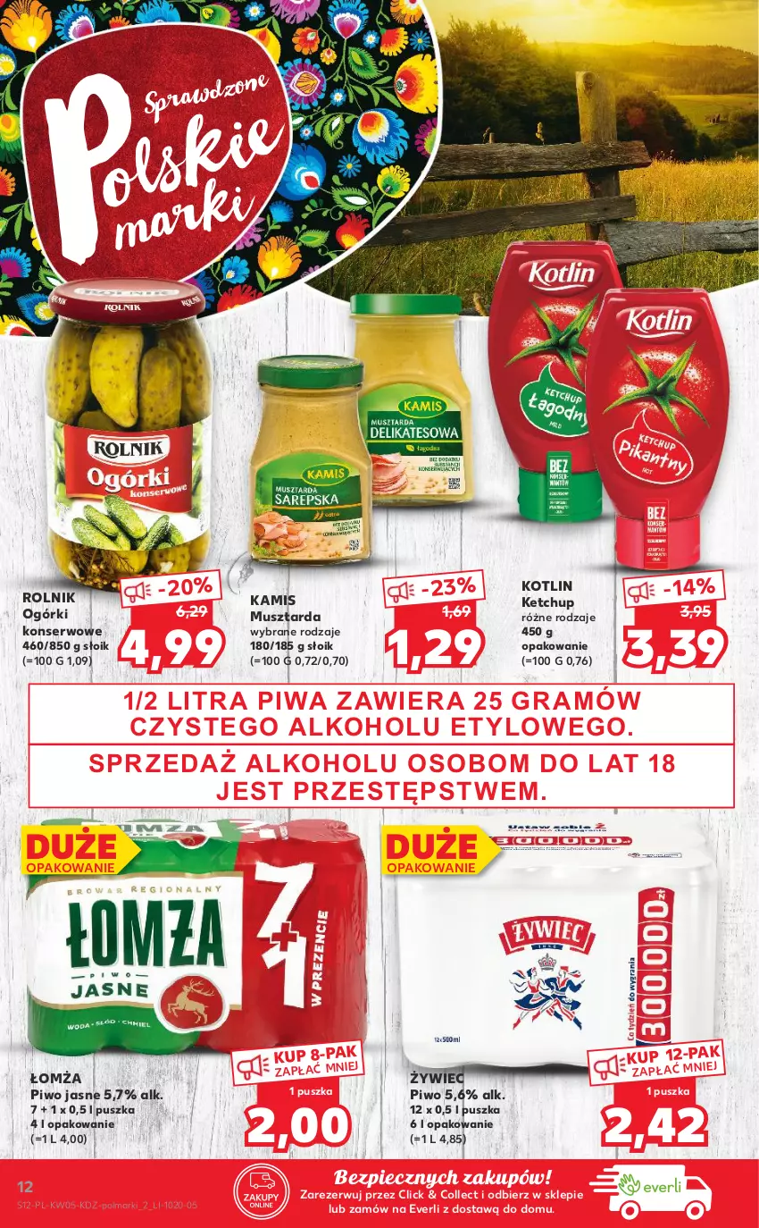 Gazetka promocyjna Kaufland - OFERTA TYGODNIA - ważna 04.02 do 10.02.2021 - strona 12 - produkty: Kamis, Ketchup, Kotlin, Mus, Musztarda, Ogórki konserwowe, Olma, Piec, Piwa, Piwo, Piwo jasne, Rolnik, Ser