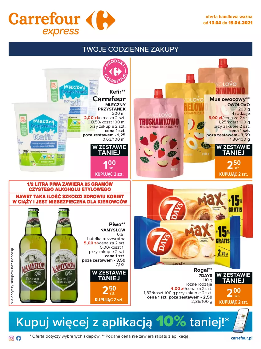 Gazetka promocyjna Carrefour - Gazetka Express - ważna 12.04 do 19.04.2021 - strona 1 - produkty: Gra, Kosz, Mus, Namysłów, Piec, Piwa, Piwo, Rogal